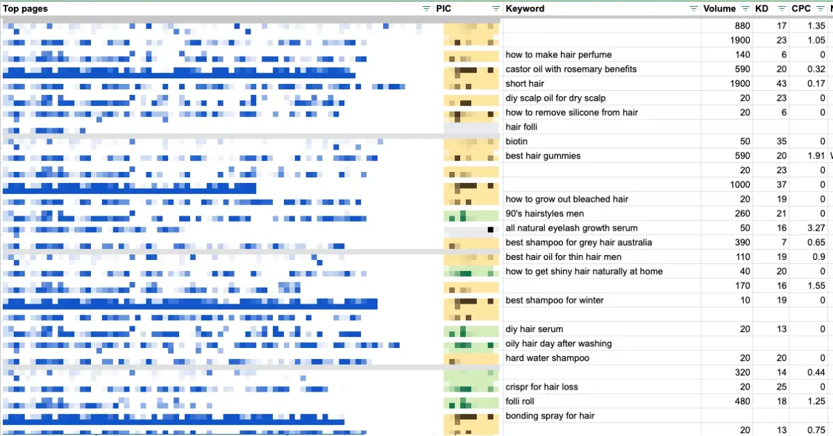 Dertermine main keyword for each page manually