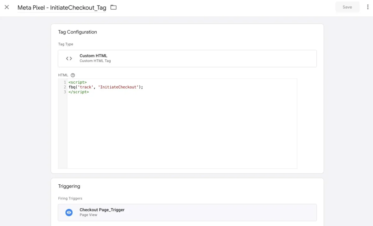 InitiateCheckout Meta Pixel