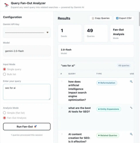 Quey Fan-out results